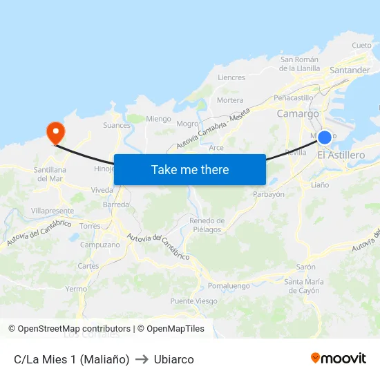 C/La Mies 1 (Maliaño) to Ubiarco map