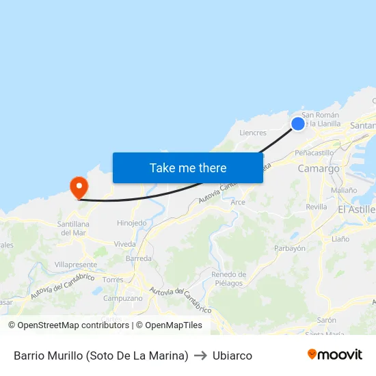 Barrio Murillo (Soto De La Marina) to Ubiarco map