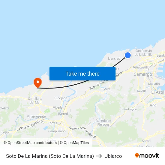 Soto De La Marina (Soto De La Marina) to Ubiarco map