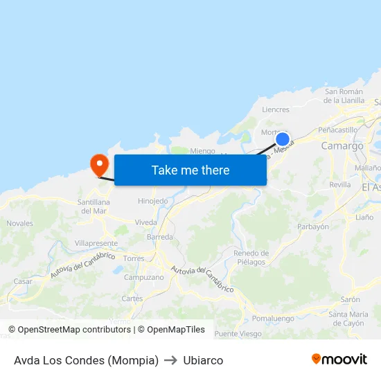 Avda Los Condes (Mompia) to Ubiarco map