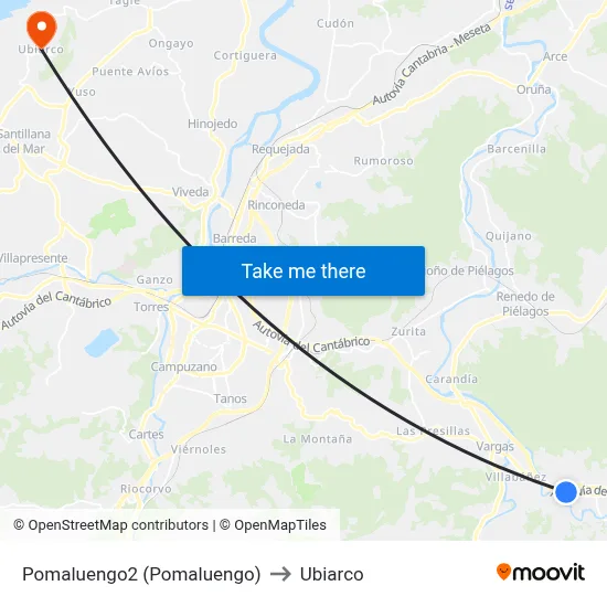 Pomaluengo2 (Pomaluengo) to Ubiarco map
