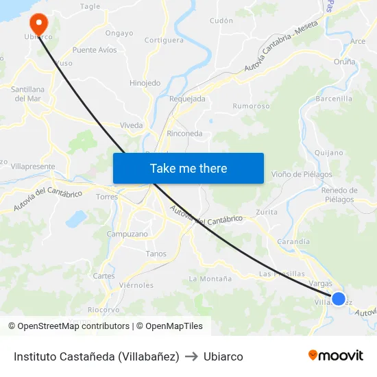 Instituto Castañeda (Villabañez) to Ubiarco map