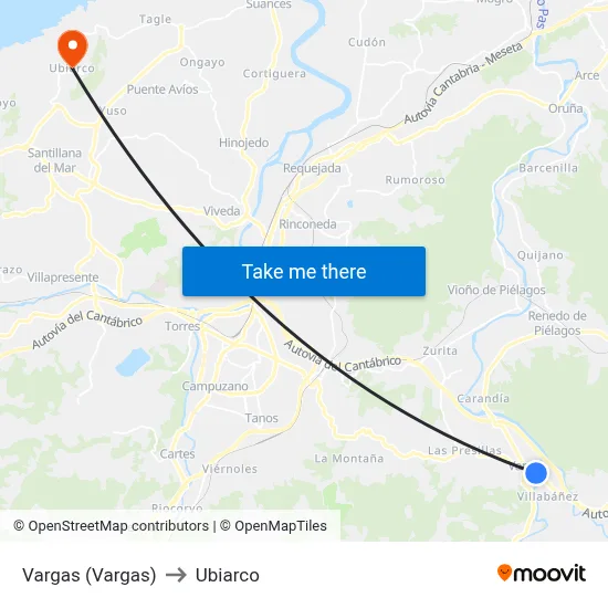 Vargas (Vargas) to Ubiarco map