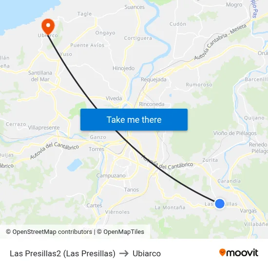 Las Presillas2 (Las Presillas) to Ubiarco map