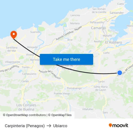 Carpinteria (Penagos) to Ubiarco map
