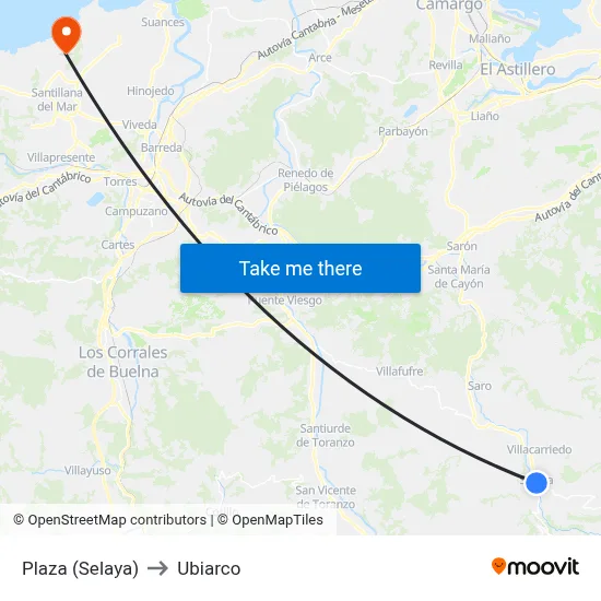 Plaza (Selaya) to Ubiarco map