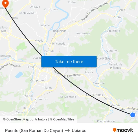 Puente (San Roman De Cayon) to Ubiarco map