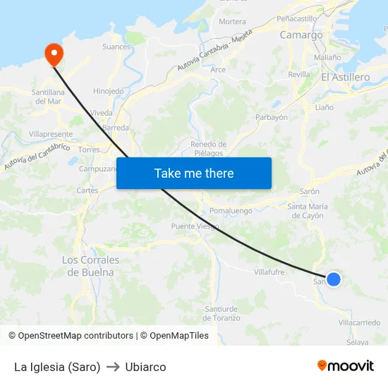 La Iglesia (Saro) to Ubiarco map