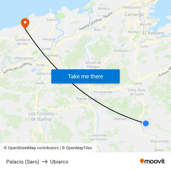 Palacio (Saro) to Ubiarco map
