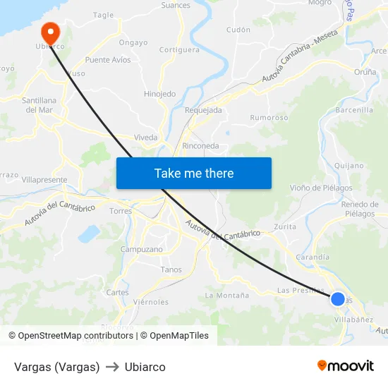 Vargas (Vargas) to Ubiarco map