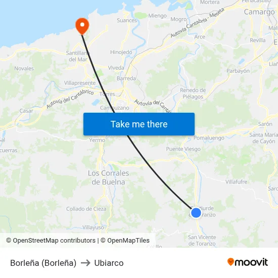 Borleña (Borleña) to Ubiarco map