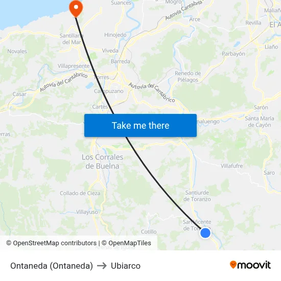 Ontaneda (Ontaneda) to Ubiarco map