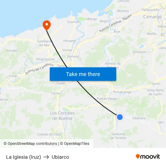 La Iglesia (Iruz) to Ubiarco map
