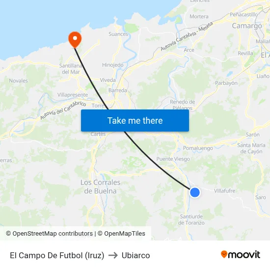 El Campo De Futbol (Iruz) to Ubiarco map