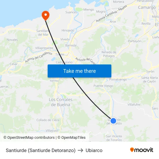 Santiurde (Santiurde Detoranzo) to Ubiarco map