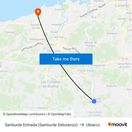Santiurde Entrada (Santiurde Detoranzo) to Ubiarco map