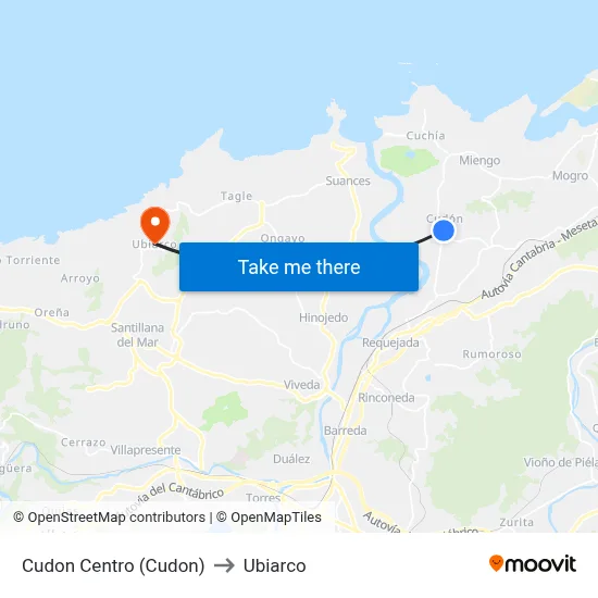 Cudon Centro (Cudon) to Ubiarco map