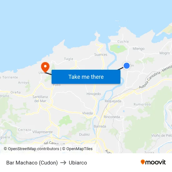 Bar Machaco (Cudon) to Ubiarco map