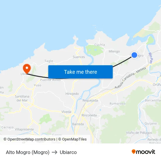 Alto Mogro (Mogro) to Ubiarco map