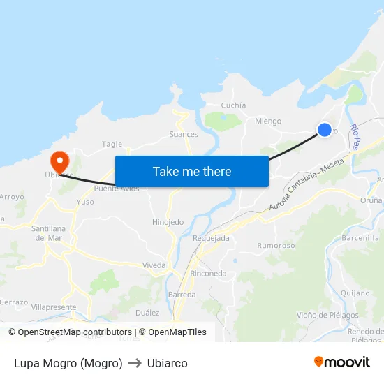 Lupa Mogro (Mogro) to Ubiarco map