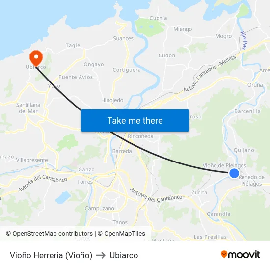 Vioño Herreria (Vioño) to Ubiarco map