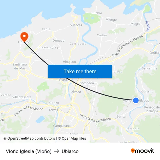 Vioño Iglesia (Vioño) to Ubiarco map