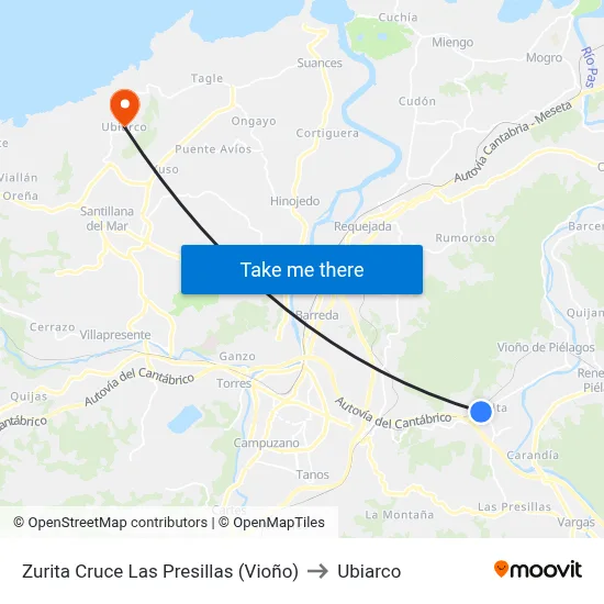 Zurita Cruce Las Presillas (Vioño) to Ubiarco map