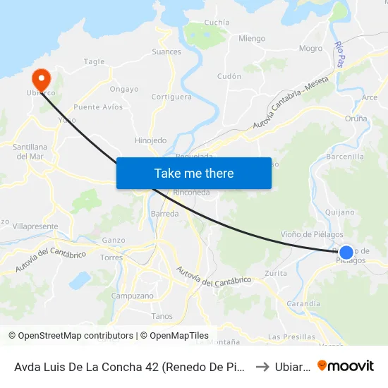 Avda Luis De La Concha 42 (Renedo De Pielagos) to Ubiarco map
