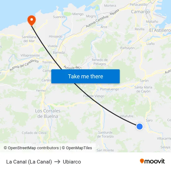 La Canal (La Canal) to Ubiarco map