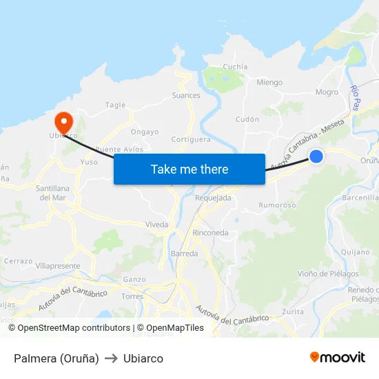 Palmera (Oruña) to Ubiarco map