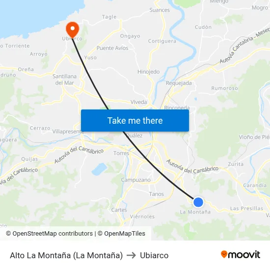 Alto La Montaña (La Montaña) to Ubiarco map
