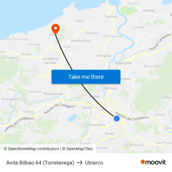 Avda Bilbao 64 (Torrelavega) to Ubiarco map