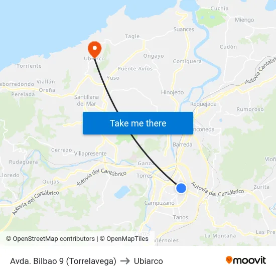 Avda. Bilbao 9 (Torrelavega) to Ubiarco map