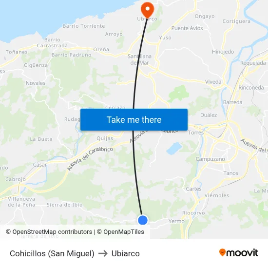 Cohicillos (San Miguel) to Ubiarco map