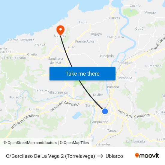 C/Garcilaso De La Vega 2 (Torrelavega) to Ubiarco map