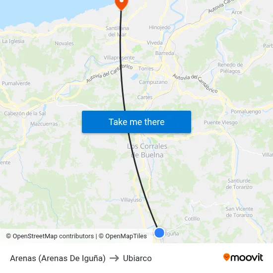 Arenas (Arenas De Iguña) to Ubiarco map