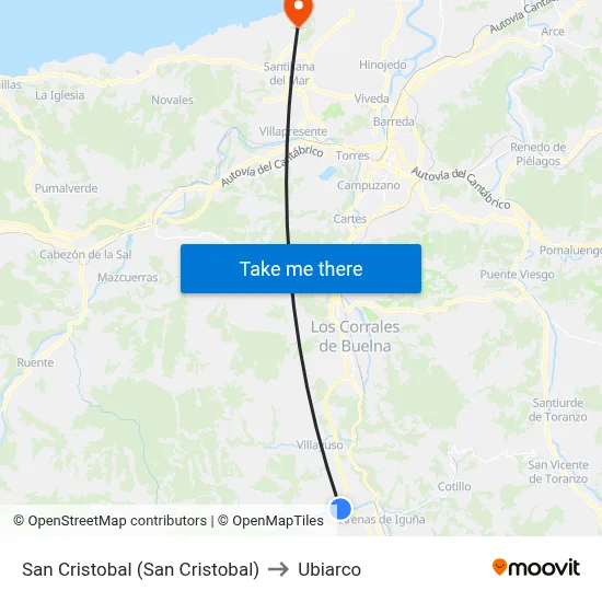 San Cristobal (San Cristobal) to Ubiarco map