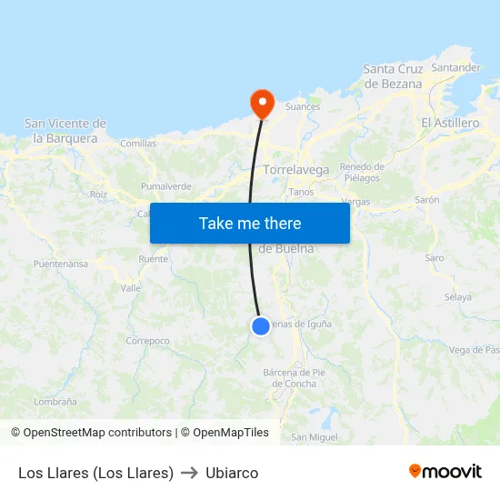 Los Llares (Los Llares) to Ubiarco map