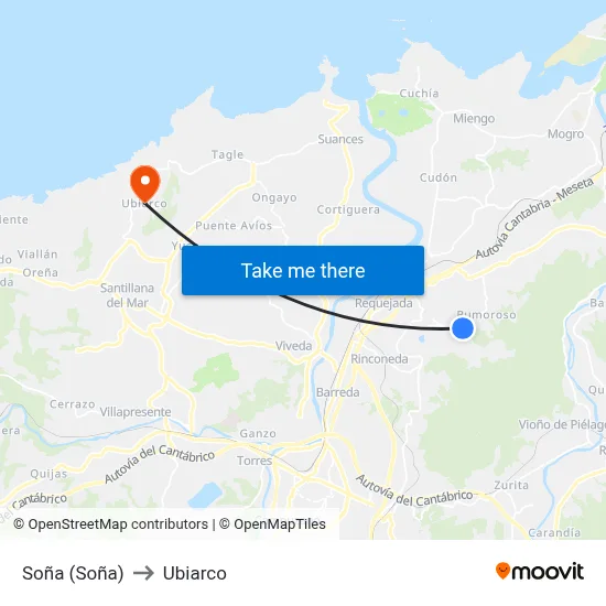 Soña (Soña) to Ubiarco map