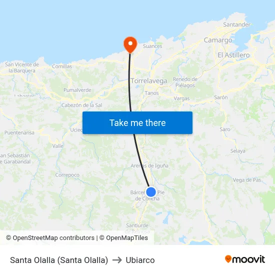 Santa Olalla (Santa Olalla) to Ubiarco map