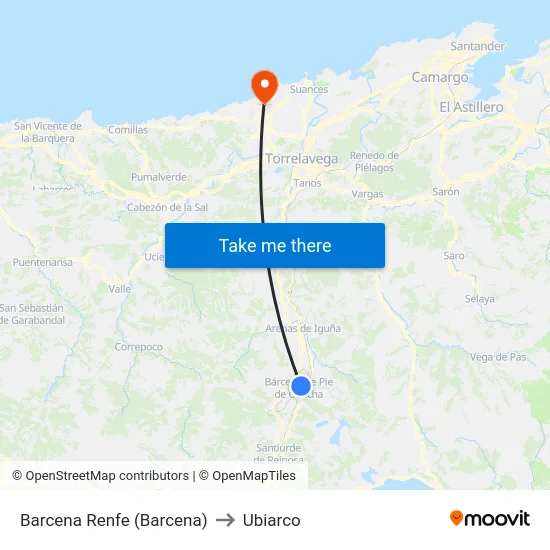 Barcena Renfe (Barcena) to Ubiarco map
