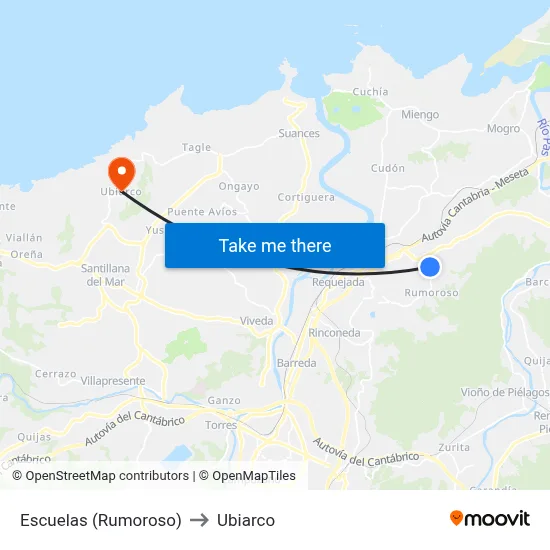 Escuelas (Rumoroso) to Ubiarco map