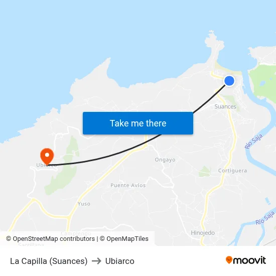 La Capilla (Suances) to Ubiarco map