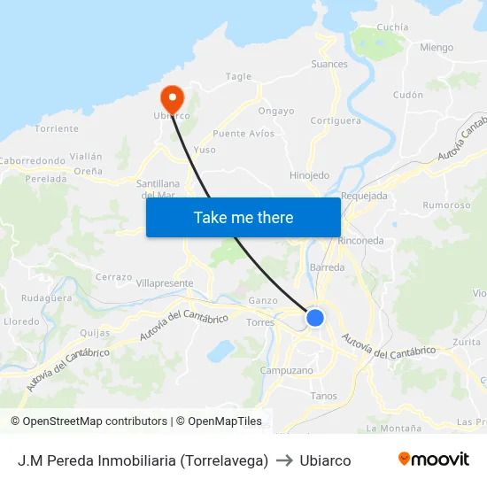 J.M Pereda Inmobiliaria (Torrelavega) to Ubiarco map