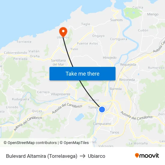 Bulevard Altamira (Torrelavega) to Ubiarco map