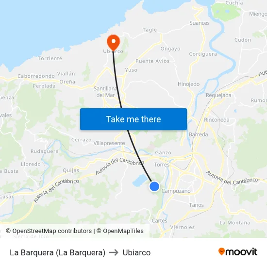La Barquera (La Barquera) to Ubiarco map