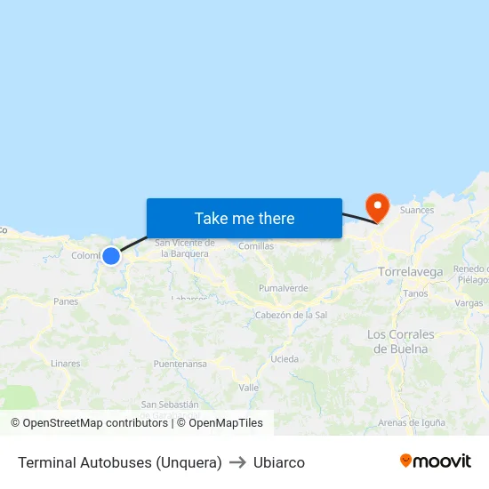 Terminal Autobuses (Unquera) to Ubiarco map