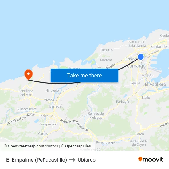 El Empalme (Peñacastillo) to Ubiarco map