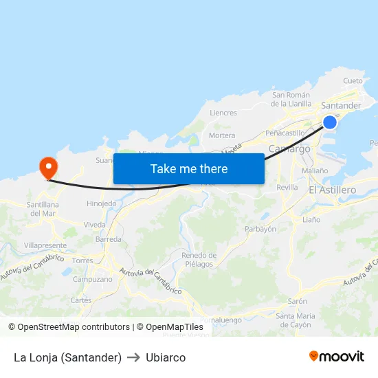 La Lonja (Santander) to Ubiarco map