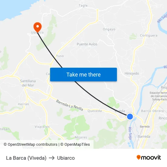 La Barca (Viveda) to Ubiarco map